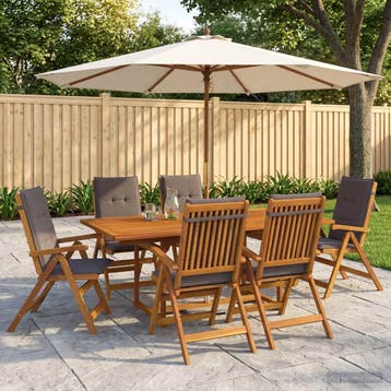 vidaXL Buiten Eetset met Parasol 8 st 6-zits Antraciet, Verzenden, Nieuw