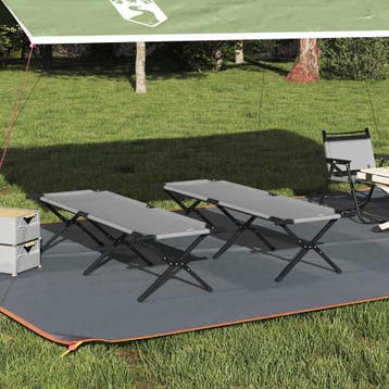 vidaXL Opvouwbaar Campingbed 2 pcs Grijs 193 x 69 x 45 cm, Verzenden