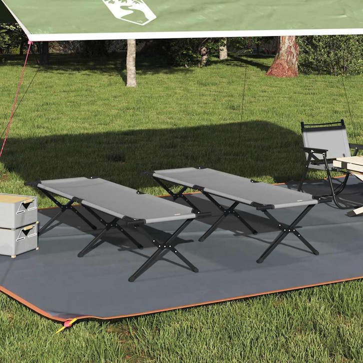 vidaXL Opvouwbaar Campingbed 2 pcs Grijs 193 x 69 x 45 cm, Caravans en Kamperen, Kampeeraccessoires, Nieuw, Verzenden