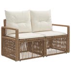 vidaXL Tuin Sofa 2-Aantal zitplaatsen Beige poly rattan, Verzenden