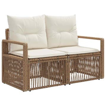 vidaXL Tuin Sofa 2-Aantal zitplaatsen Beige poly rattan, Verzenden, Nieuw