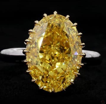 Ring - 14 karaat Witgoud, Geel goud - 8.04ct. tw. Geel, Nieuw