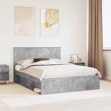 vidaXL Bedframe Betonnen Grijs 150 x 200 cm Massief, Verzenden, Nieuw