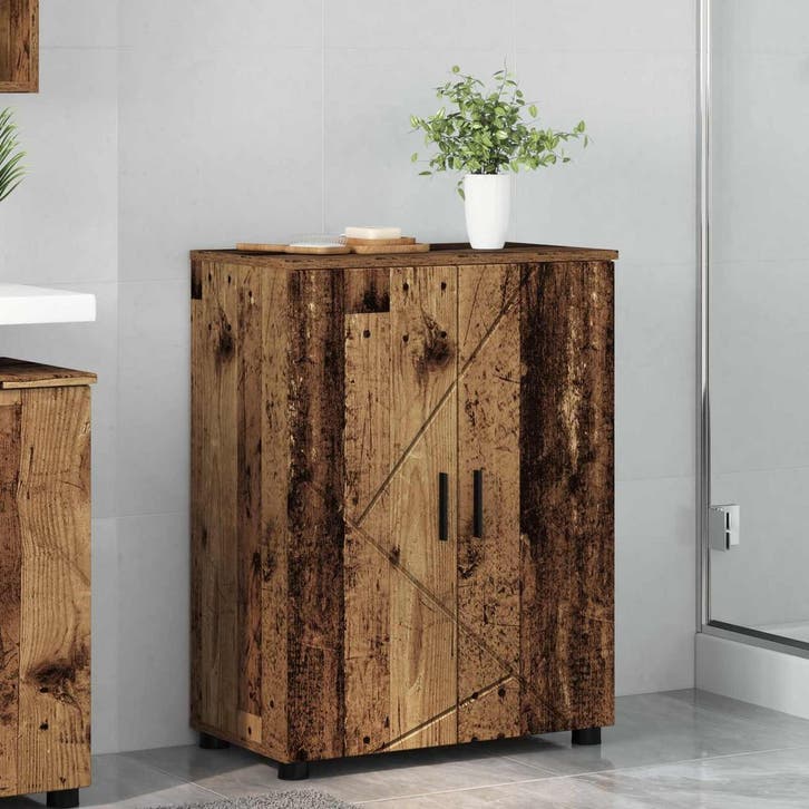 vidaXL Badkamerkast Oud Hout 60 x 35 x 80 cm Bewerkt hout &, Maison & Meubles, Tables | Coiffeuses, Envoi