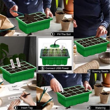Seed starter box met kweeklamp en digital control 5 lampen, Nieuw