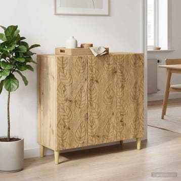 vidaXL Dressoir Artisanaal eiken 89 x 34,5 x 80 cm Bewerkt, Huis en Inrichting, Kasten | Dressoirs, Verzenden, Nieuw