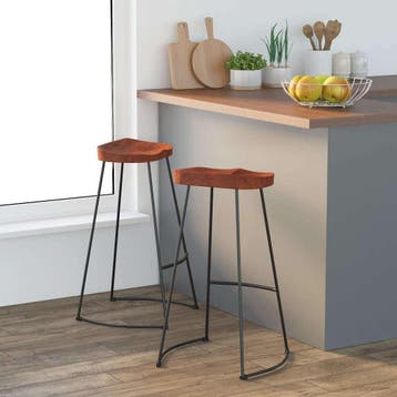 vidaXL Barkrukken 2 st Gavin 50x40x78 cm massief mangohout, Huis en Inrichting, Barkrukken, Verzenden, Nieuw