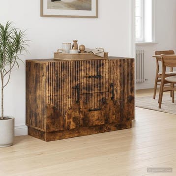 vidaXL Dressoir met lade Gerookt eiken 89 x 34,5 x 57 cm, Verzenden