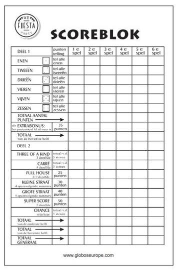Yahtzee Scoreblok 14,5cm 250 paginas, Verzenden, Nieuw