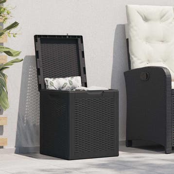 vidaXL Tuinbox 90 L PP rattan zwart, Verzenden, Nieuw