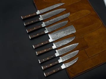 Japanese Style Kitchen Knife SET With Leather BAG Included -