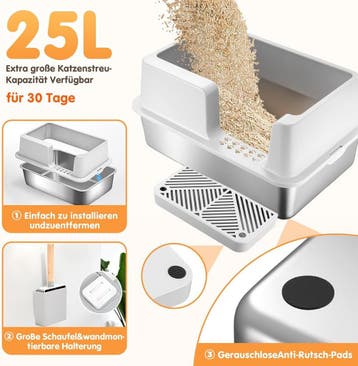 RVS Kattenbak XXL 60x40 - Professioneel design. Retour deal!, Verzenden, Nieuw, Gesloten