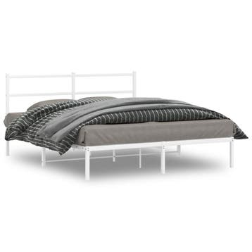 vidaXL Bedframe met hoofdbord metaal wit 160x200 cm, Verzenden, Nieuw