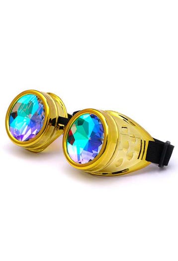 KIMU® Goggles Steampunk Bril Goud Montuur Caleidoscoop Glaze, Kleding | Dames, Carnavalskleding en Feestkleding, Ophalen of Verzenden