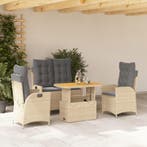 vidaXL 4-delige Tuinset met kussens poly rattan beige, Verzenden, Nieuw, Tuinset
