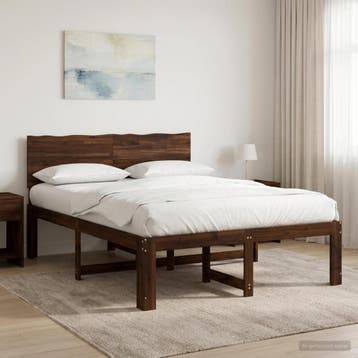 vidaXL Tweepersoonsbed met hoofdbord ROSTOCK Donkerbruin 140, Huis en Inrichting, Verzenden, Nieuw