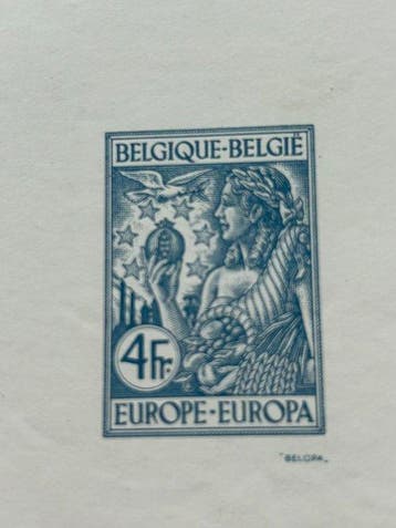 België 1956/1957 - Proefdrukken van 5 niet aangenomen, Postzegels en Munten, Gestempeld