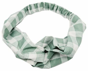 Haarband Twist 5cm – Ruitprint – Gladde Stof – Wit Groen, Nieuw