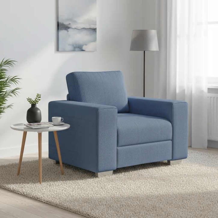 vidaXL Sofastoel Blauw 100x77x82 cm Corduroy Stof, Huis en Inrichting, Zetels | Zetels, Nieuw, Verzenden