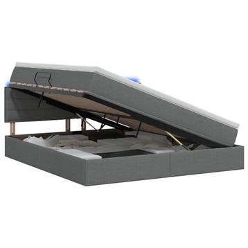 vidaXL LED opbergbed met matras Donkergrijs 160 x 200 cm, Verzenden, Nieuw