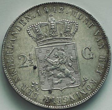Nederland. Willem II. 2 1/2 Gulden 1842 XF