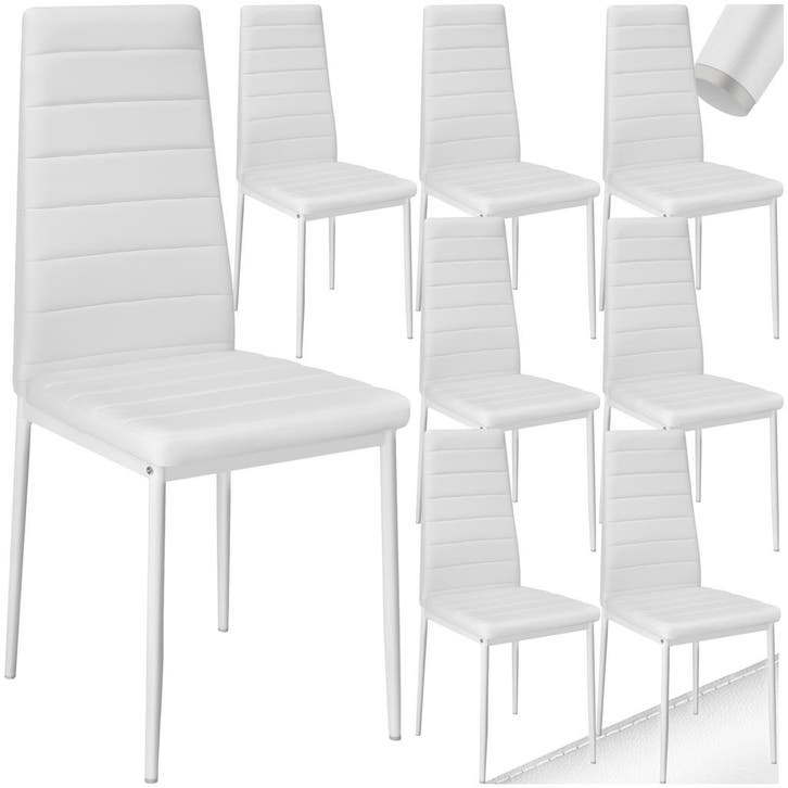 Eetkamerstoelen, kunstleer - wit, Set van 8, Maison & Meubles, Chaises, Envoi