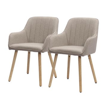 Eetkamerstoelen - Set van 2 - Met armleuning - Kaki - HMLUXU, Verzenden, Nieuw