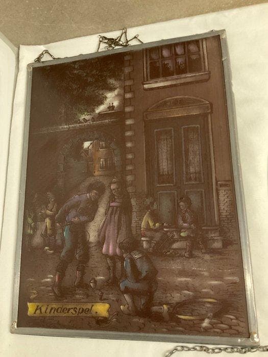 Art nouveau Vitrail (3) - 1920-1930 - peint à la main, Antiquités & Art, Antiquités | Verre & Cristal