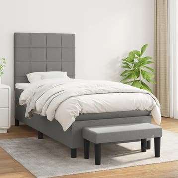 vidaXL Boxspring met matras stof donkergrijs 100x200 cm, Verzenden, Nieuw