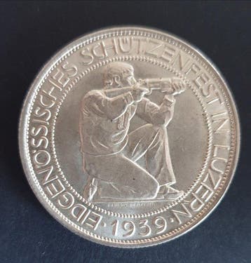 Zwitserland. 5 Francs 1939 / Lucerne Shooting Festival