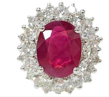 Statement ring - 18 karaat Witgoud - 3.81ct. tw. Robijn -
