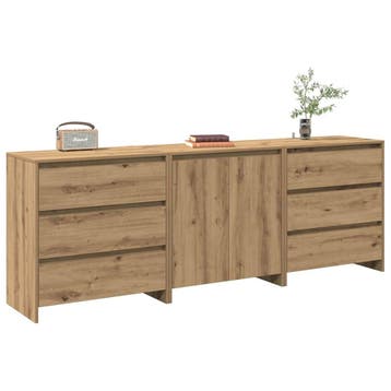vidaXL 3-delige Dressoirs bewerkt hout artisanaal eikenkleur, Verzenden