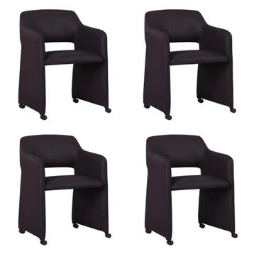 Set van 4 Leren eetkamerstoelen Icon - Toledo Merlin, Maison & Meubles, Ophalen of Verzenden