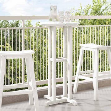 vidaXL Bartafel Wit 55 x 55 x 107 cm Polyetheen, Tuin en Terras, Verzenden, Nieuw
