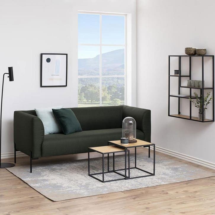 Naturel houten wandkast | Zwart metalen frame | 75 x 91 cm, Huis en Inrichting, Kasten | Overige, Nieuw, Verzenden