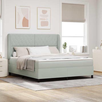 vidaXL Boxspring bed met matras Lichtgrijs 200 x 180 cm, Huis en Inrichting, Slaapkamer | Bedden, Verzenden, Nieuw