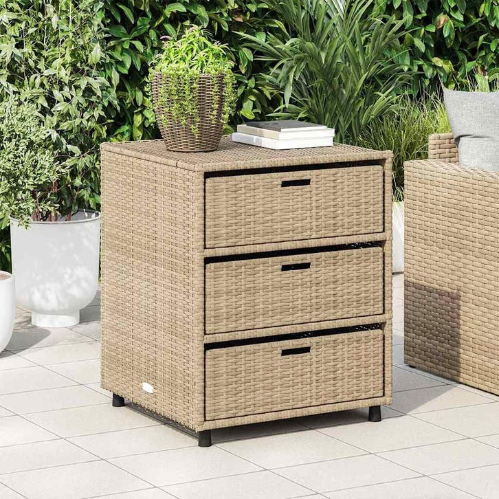 vidaXL Tuinkast 55x59x69 cm poly rattan beige, Tuin en Terras, Bergingen en Tuinkasten, Nieuw, Verzenden