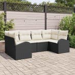 vidaXL Tuinbank Set met kussen 6 pcs Zwart Poly Riet, Verzenden, Nieuw