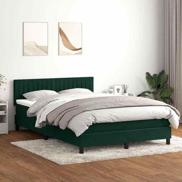 vidaXL Boxspring met matras en LED fluweel donkergroen, Verzenden, Nieuw