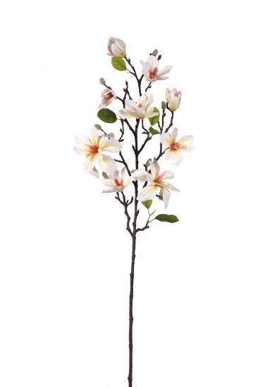 Magnolia tak Ivory/Crème Zijdenbloem 80 cm per stuk, Maison & Meubles, Accessoires pour la Maison | Plantes & Fleurs artificielles