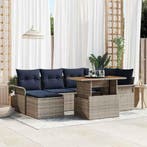 vidaXL Tuinbank Set met kussen 7 pcs grijs en marineblauw, Tuin en Terras, Tuinsets en Loungesets, Verzenden, Nieuw