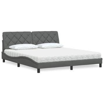 vidaXL Bed met matras stof donkergrijs 180x200 cm, Verzenden
