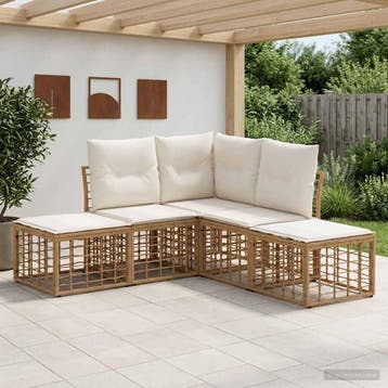 vidaXL Buiten bank set Naturel Polyester, Verzenden, Nieuw