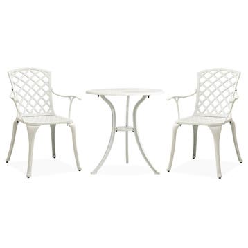 vidaXL 3-delige Bistroset gietaluminium wit, Verzenden, Nieuw
