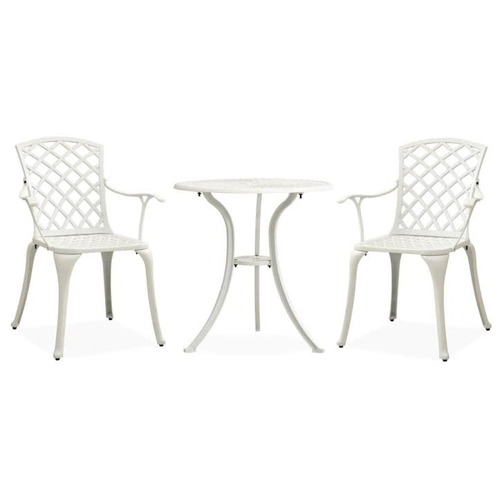 vidaXL 3-delige Bistroset gietaluminium wit, Tuin en Terras, Tuinsets en Loungesets, Nieuw, Verzenden