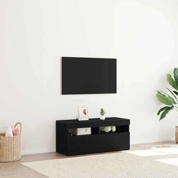 vidaXL TV Kast 90 x 35 x 40 cm Zwart Eiken Bewerkt hout, Verzenden, Nieuw