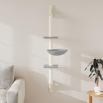 vidaXL Kattenmeubel wandgemonteerd met krabpaal 142,5 cm, Dieren en Toebehoren, Verzenden, Nieuw