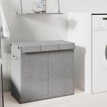 vidaXL Wasmand inklapbaar 64,5x34,5x59 cm kunstlinnen grijs, Verzenden, Nieuw