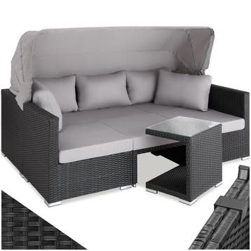 Rotanlounge met aluminium frame San Marino - zwart, Verzenden