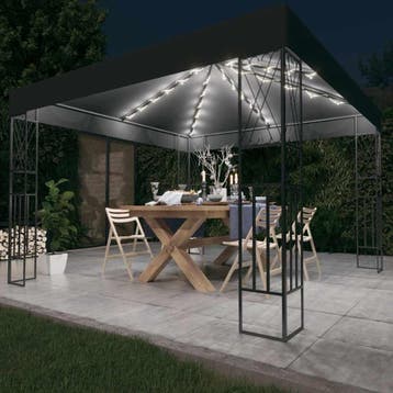 vidaXL Prieel met LED-lichtslinger 3x3 m stof, Verzenden, Nieuw